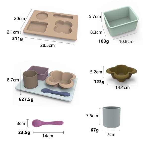 Multi Functional Silicone Tableware Set Unbreakable For Children Toddlers