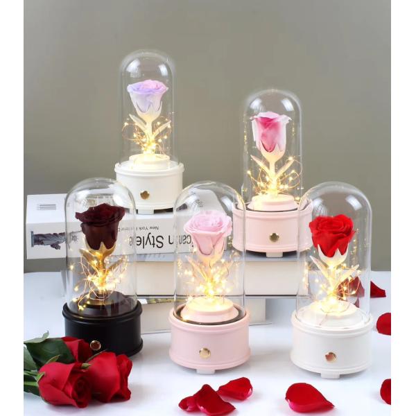 Long Lasting Eternal Rose In Glass Custom Color For Wedding Decoration