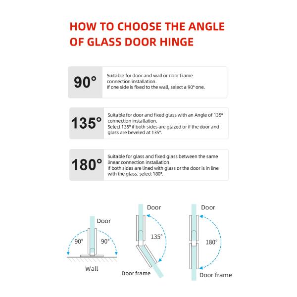 Hotel Bathroom H Type Stainless Steel Mirror Shower Glass Door Hinges 12mm Bevel Edge