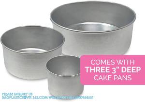 Quality 4-Inch, 6-Inch, 8-Inch Cake Pan Set For 3-Tiered Cake - Aluminum Cake Pans Sets For Baking Wedding Birthday Cakes wholesale