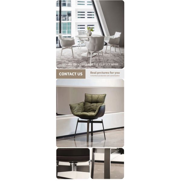 Synthetic Leather Dining Chair MOYI Swivel Shell Chair Italian Design Fabric Fiberglass Modern Dining Room Seating Chair