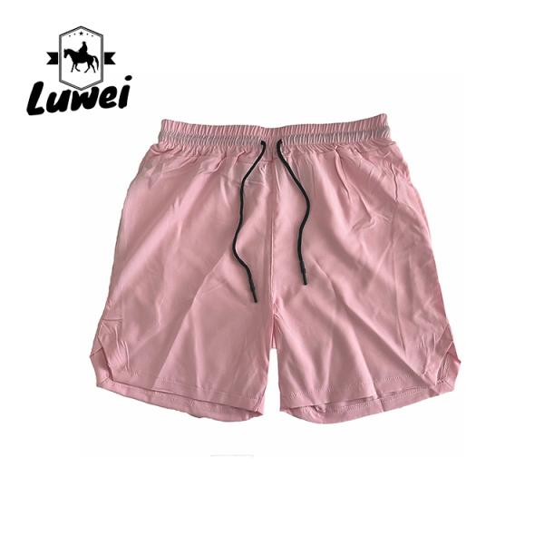 Drawstring Men Sports Shorts Polyester Woven Plain Jogger Workout Shorts