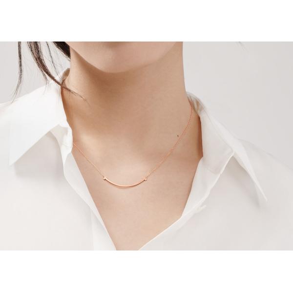 18K Rose Gold Neklace , Smile Pendant Necklace 16-18inch Adjustable length