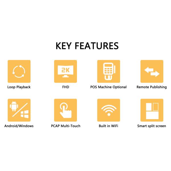 Restaurant Wall mounted Self-service Payment Kiosk 21.5" Android 11.0 Touch Screen - All-in-One with Thermal Printer & QR Scanner