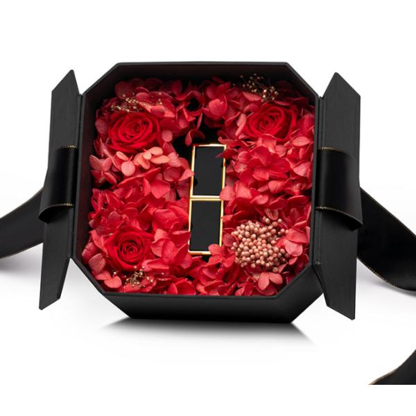 Black Rose Flower Gift Jewelry Box 0.406 Kg For Necklace Earring Ring
