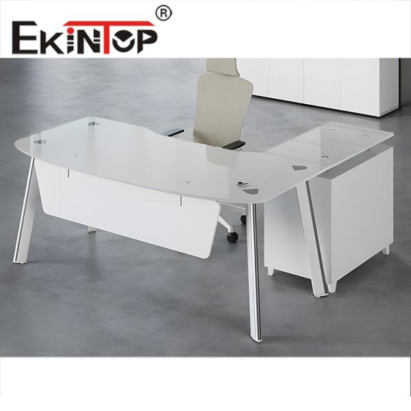 white desk with glass top