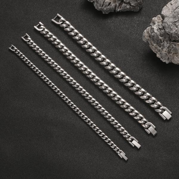 Multi Sizes 18k Stainless Steel Bracelets 17cm Cuban Link Chain Bracelet 19cm