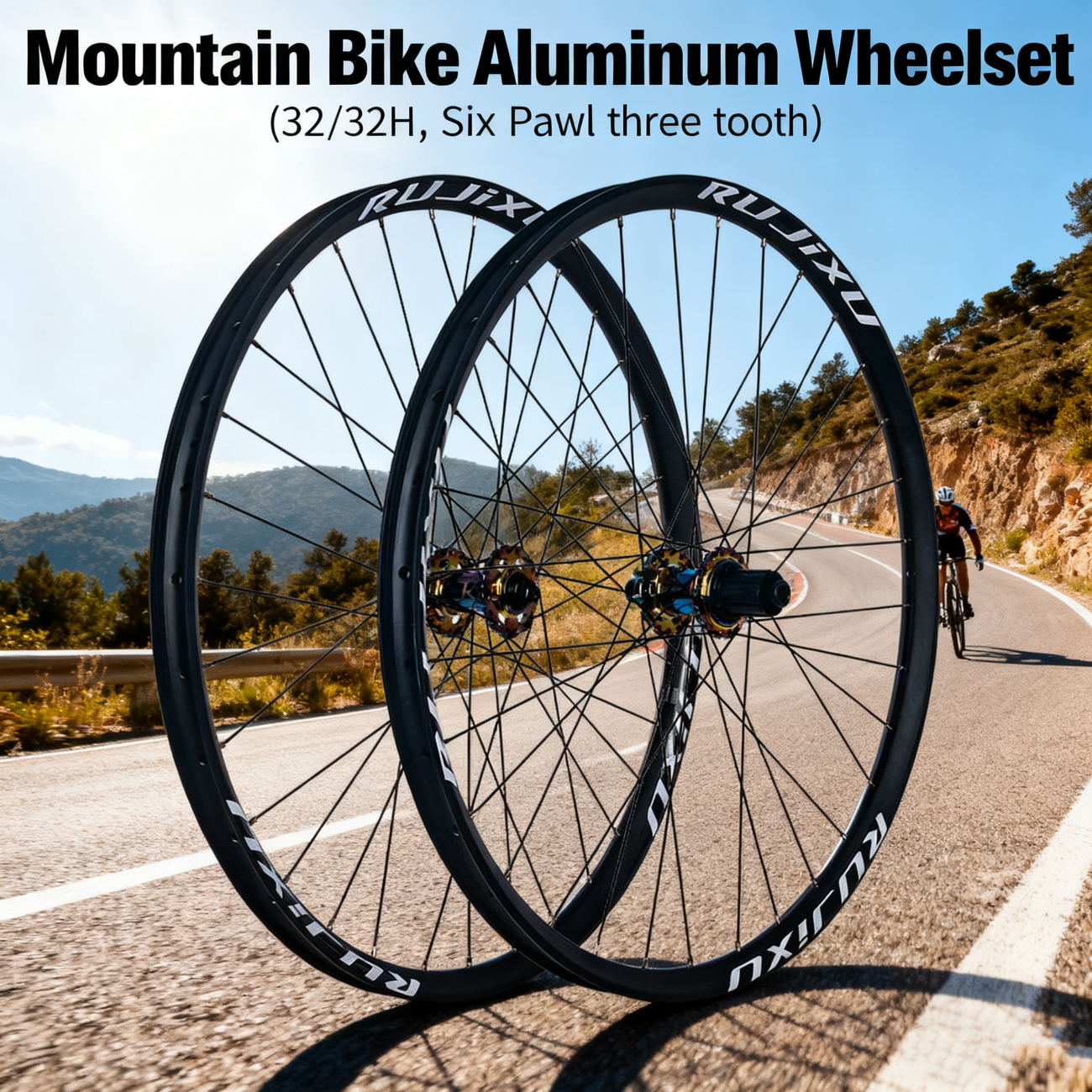 RUJIXU 26/27.5/29inch Aluminum Alloy MTB Bicycle Wheel Set J-bend 2.0mm Steel Spokes Spoke Mountain Bike Wheelset with 32 Holes