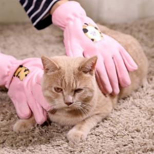 China Pink Professional Pet Grooming Gloves Bath Cleaning Glove For Cat / Dog on sale