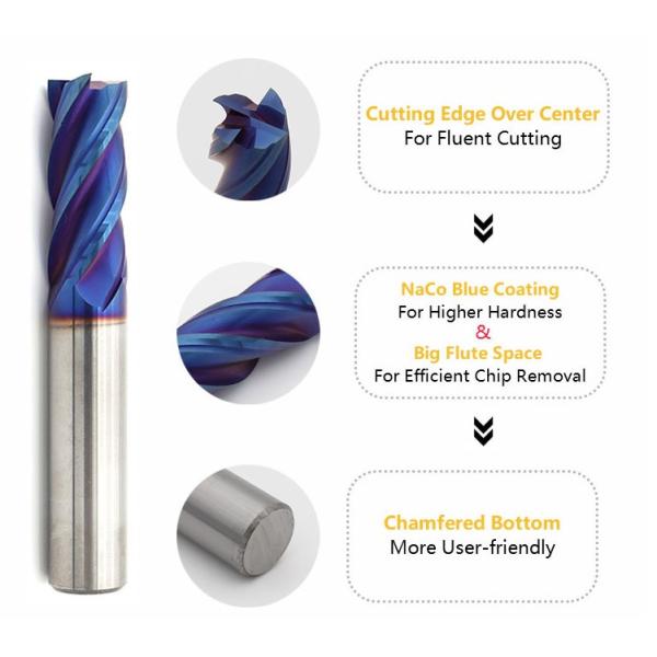 HRC 65 CNC Passivation Tungsten Carbide End Mill With Chamfered Bottom
