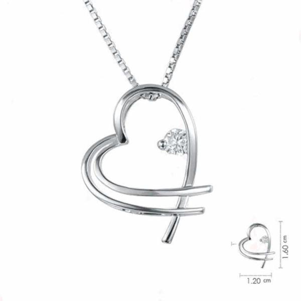 Women White Gold with Diamonds Love Heart Pendant Necklace (GDN015)