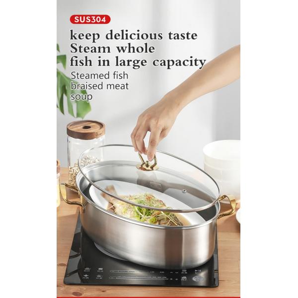 Multi Purpose Cooking Stainless Steel Fish Steamer Thickened