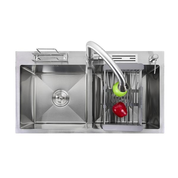 Nano Handmade Kitchen Sink Above Counter With Kinfe And Cutting Board Shelf Anti Corrosion