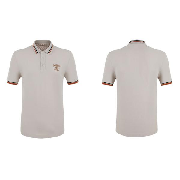 Embroidered Cotton Polo Shirts Anti-Wrinkle Short Sleeve Needle Detection 100% Cotton