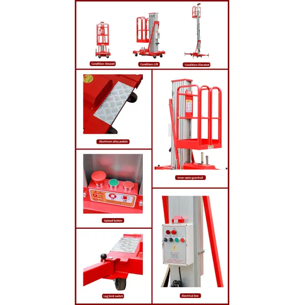 Aluminum Mast Lift Platform Single Column Aerial Work Lift Platform