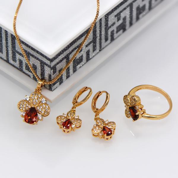 New Trendy Jewelry Set Women Party Gift 18K Real Gold Plated white zircon Crystal Necklace
