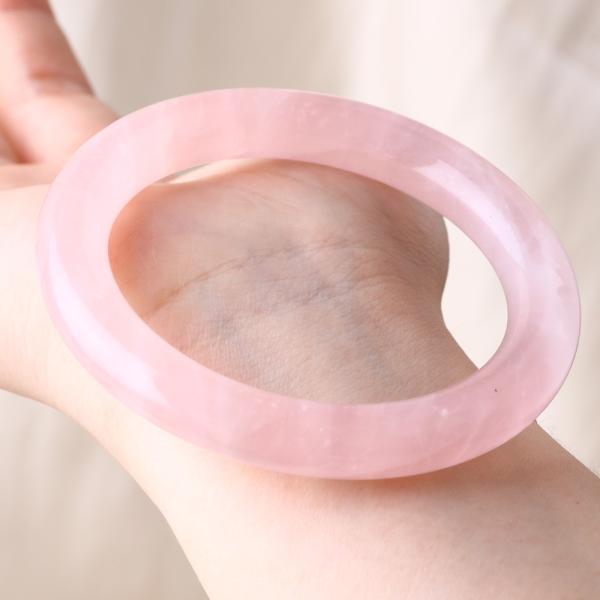 Natural Crystal Polished Stone Pink Rose Quartz Bangle Crystal Jewelry For Birthday Gift