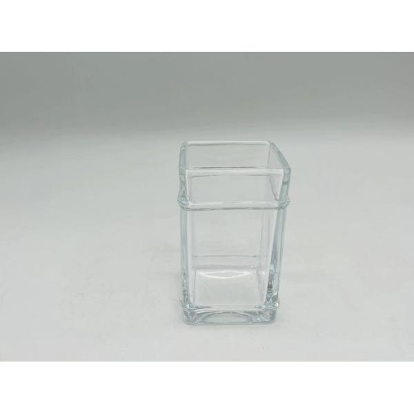 Clear Glass Bath Accessories Set Square Shape With Gold Apothecary Head Glass Soap Dispenser Soap Dish For Bathroom