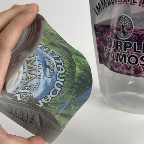 Food Grade Plastic Bags Custom Printed Packaging Bags for Seamoss Resealable Stand Up Zipper Pouches with Window