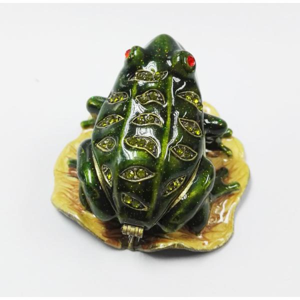 hot sale jeweled enamel frog prince trinket box Pewter alloy antique plated Frog Jeweled Trinket Box