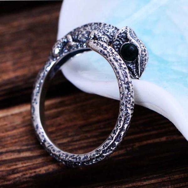 Womens and Mens Chameleon Retro Sterling Silver Ring(XH056032WRED)