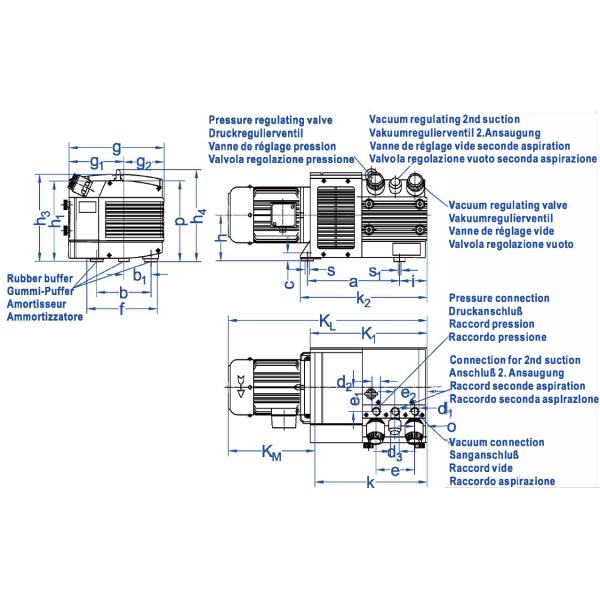140 m³/h dry running vacuum pressure combined pumps ( two suction one blow) BVVT140
