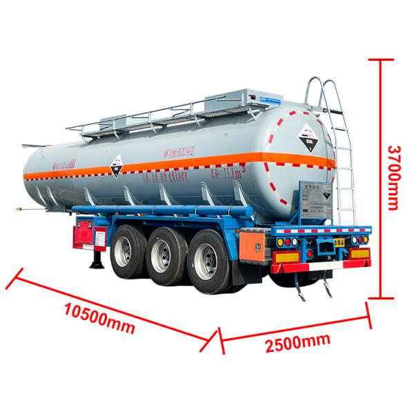 3 axles Large Tank Semi Trailer For Dangerous Chemical Liquid Transport 32T Max Payload