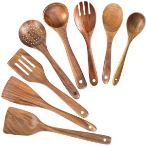 China Nonstick Cooking Bamboo Kitchen Utensils Wooden Spoons Set on sale