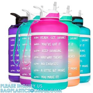 Quality Gallon Water Bottle With Time Marker BPA Free, Motivational Large Water Jug Leak Proof Huge Water Container wholesale