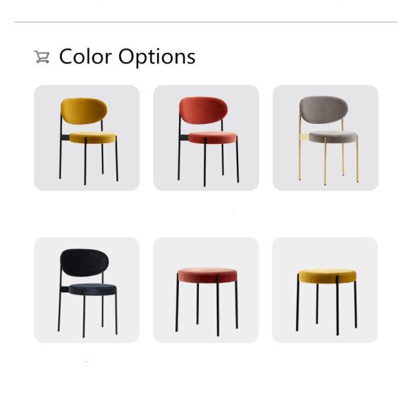 Steel Black Metal Frame Dining Chairs Velvet Cuhsion Cafeteria 37x40x80cm