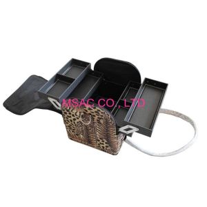 Leather Beauty Professional Makeup Cases , Zipper Opening Travel Cosmetic Bags