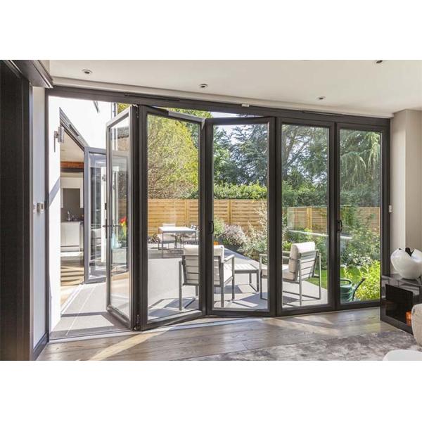 Lowes Commercial Aluminium Doors Exterior Sliding Folding French Doors Brown / White Color