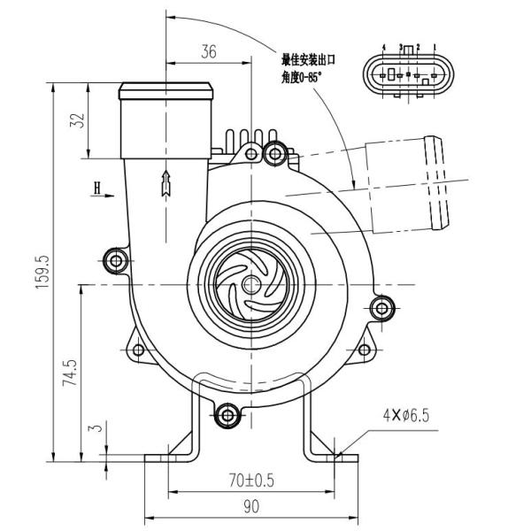 24V 230W 7M High Flow Electric Water Pump For City Bus, Hybrid Electric Vehicles