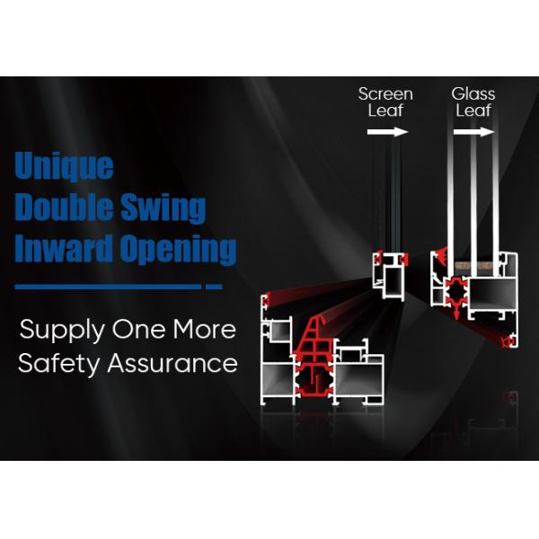 Large Area Glass Push Open Horizontally Aluminium Casement Windows 1.8mm Profile