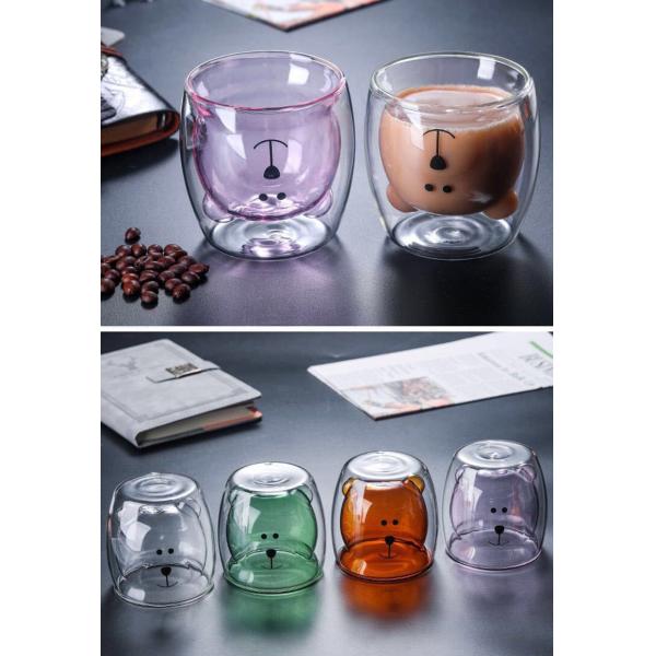 Heat Resistant Bear Handmade 250ml Double Wall Glass Mug