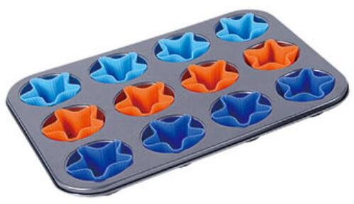 China Supplier heavy carbon steel bakeware 230C Heat-resistant baking tin with silicone cups muffin pan