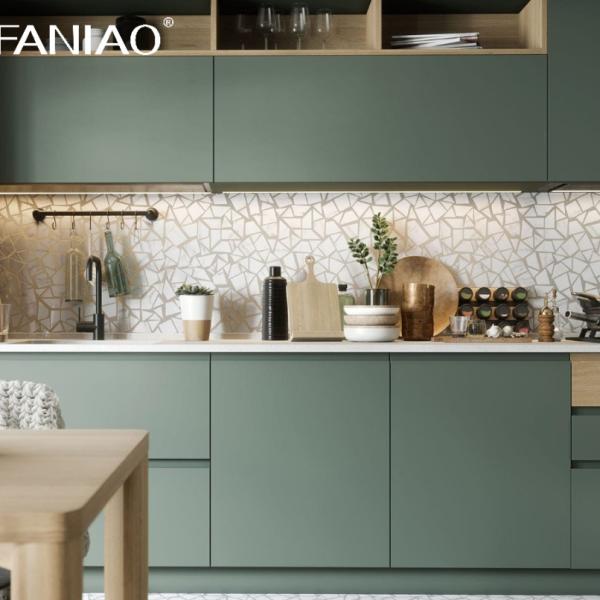 China Manufacturer Plywood Board Kitchen Cabinets Modern Designs Melamine Flat Pack Modular MDF Kitchen Cabinet