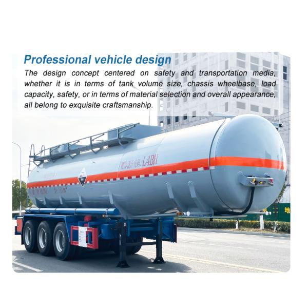 3 axles Large Tank Semi Trailer For Dangerous Chemical Liquid Transport 32T Max Payload