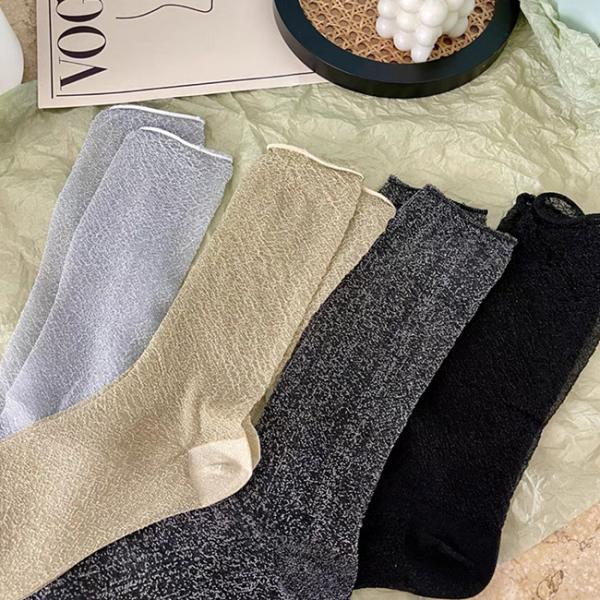 Ladies' Fashion Shiny Gold Silver metallic Yarn Socks Trendy Glittery Slouch Socks