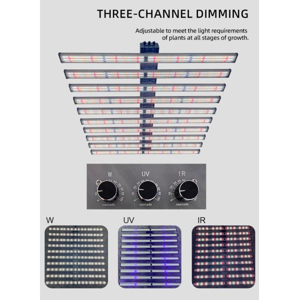 Three Channels Detachable LED Grow Light 10 Bar Full Spectrum Dimmable LED Grow Lights 1000W