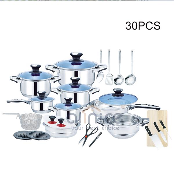30pcs Camping Stainless Steel Cookware Set Non Stick Customized Logo