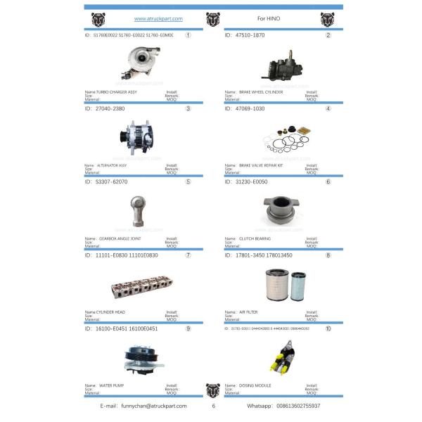 Japanese Truck Engine Spare Parts Piston S130A-E0100 S130b-E0390 for Hino J08e