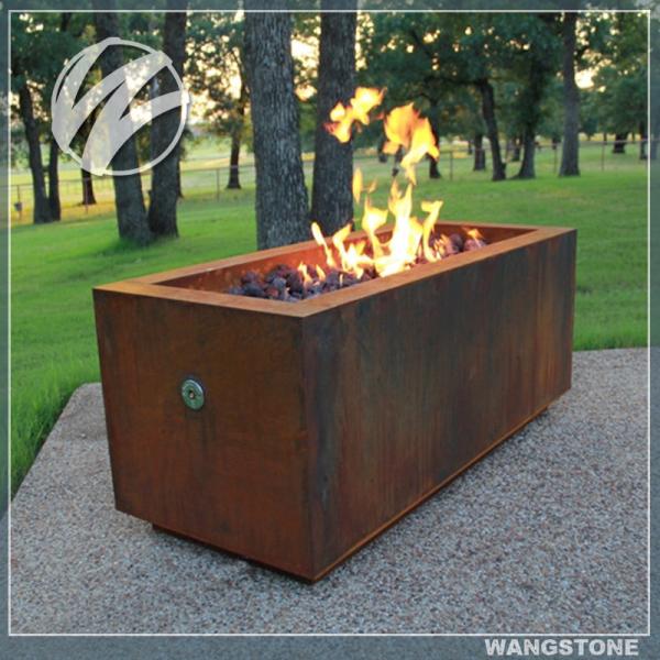 Multi Function Corten Steel Fire Pit Rectangle Metal Garden Fire Pit Metal Sculpture