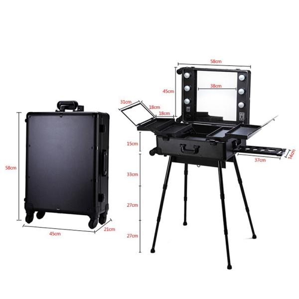 Professional Travel Makeup Case With Mirror And Lights OEM ODM Supported