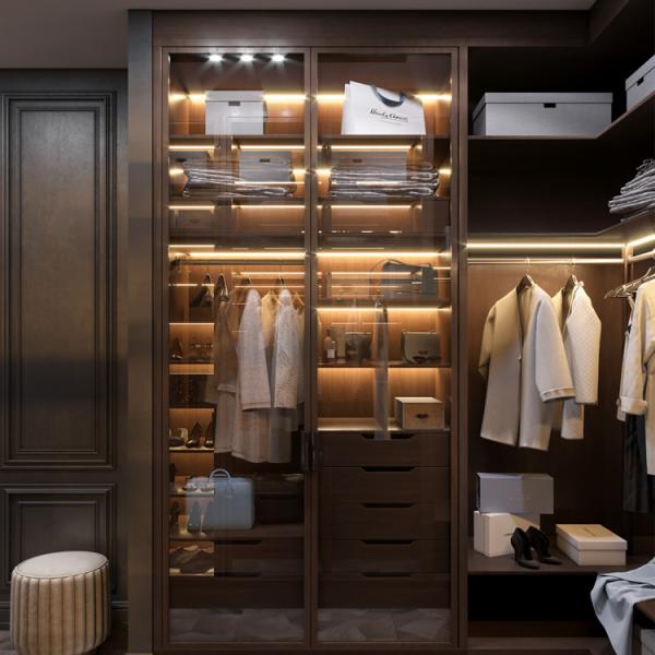 E0 E1 Glass Door Wardrobes Glass Front Wardrobe Customized Size