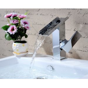 Quality Tub faucet ceramic cartridge single handle taps glass waterfall faucet wholesale