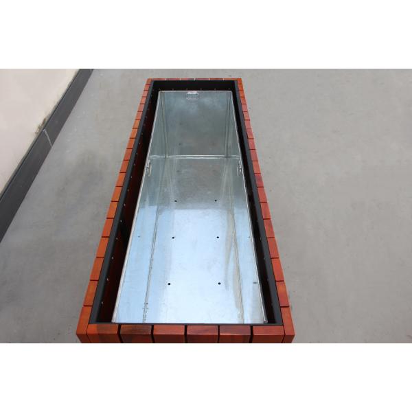Waterproof Outdoor Large Planters , Steel And Solid Wood Square Flower Pots