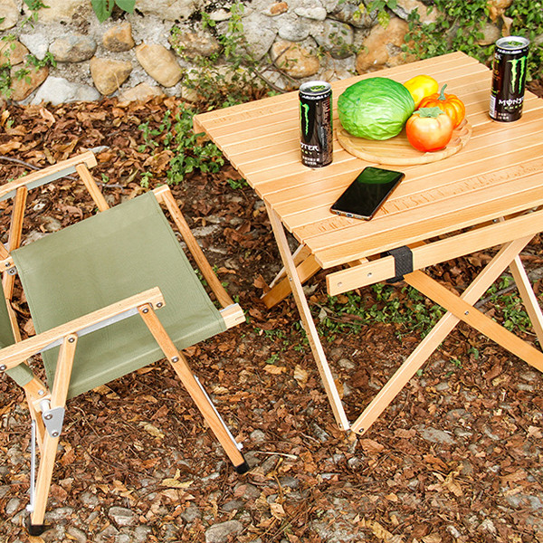 Wood Small Portable Camping Table With Two Adjustable Height Best Folding Camping Table