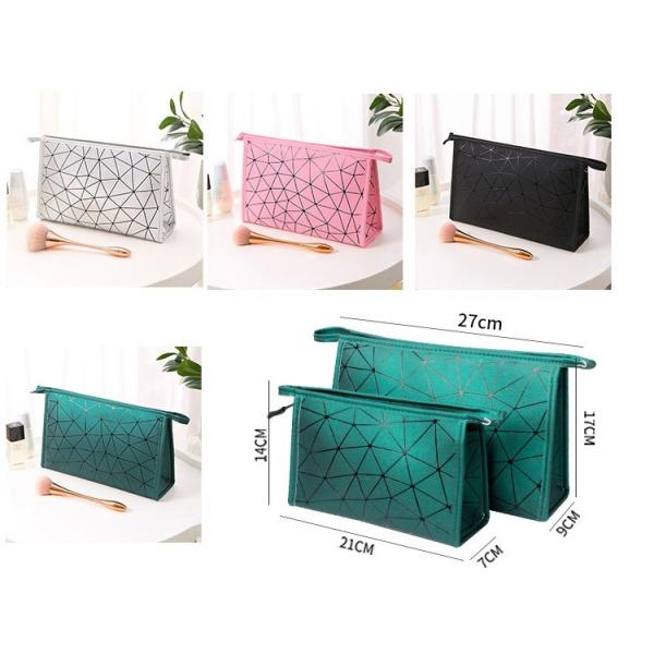 Pink Toiletry Zipper PU Leather Custom Printed Waterproof Cosmetic Bag