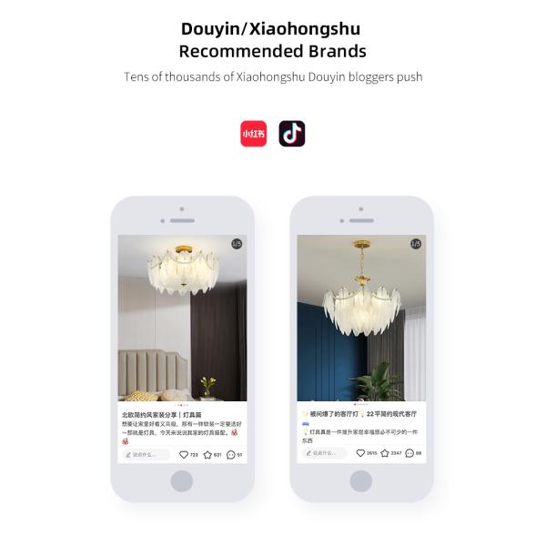 Modern Simple Pearl Feather Glass Chandelier Luxury Living Room Lamp Bedroom Dining Room White Chandelier(WHCY-253)